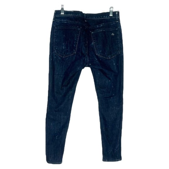 Rag & Bone Jeans Womens 2 25" Blue Dark Acid Wash Mid Rise Crop‎ Skinny Leg - Picture 2 of 8